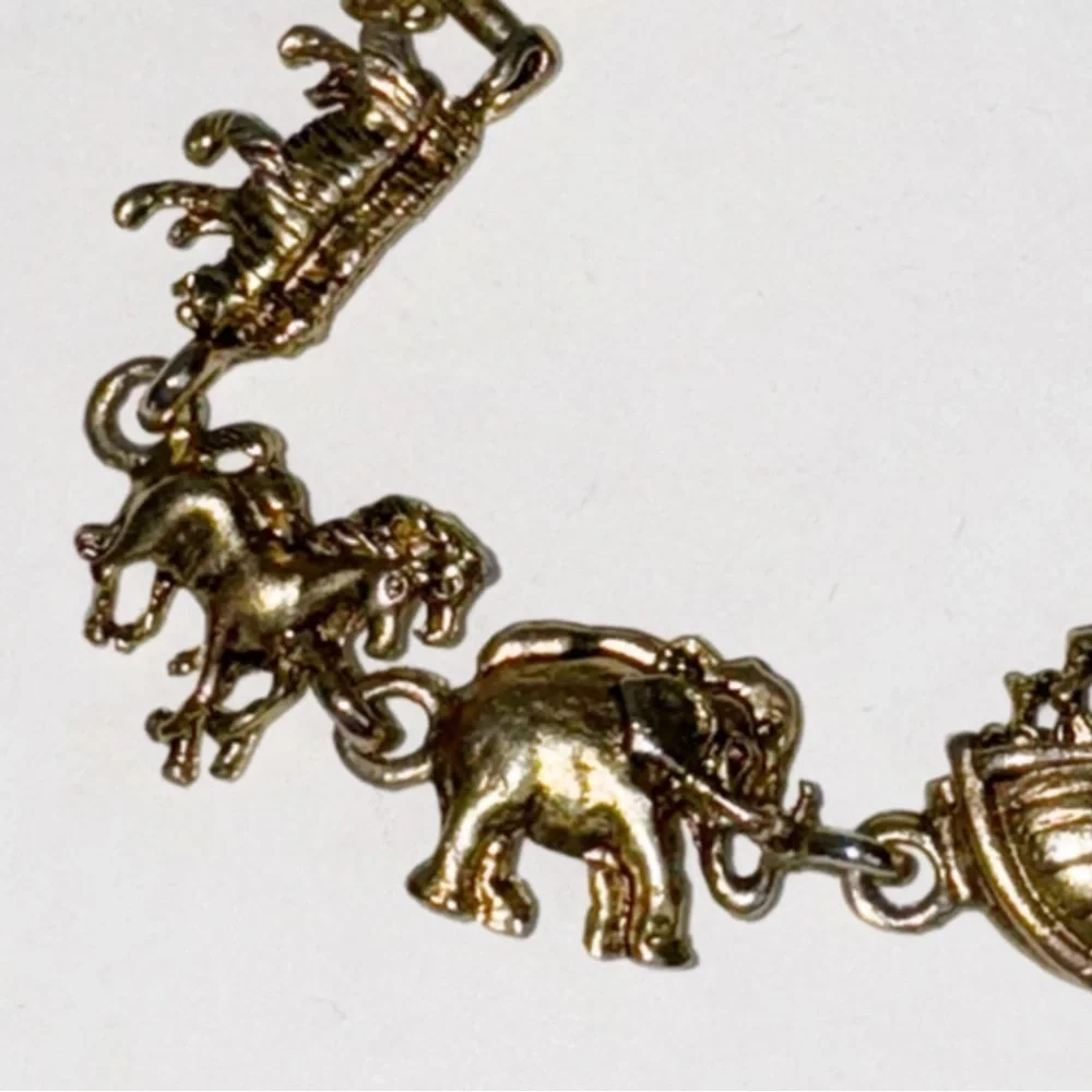 Noah’s Ark Baby Bracelet Gold Plated Safety Chain Bible Animals Old Testament